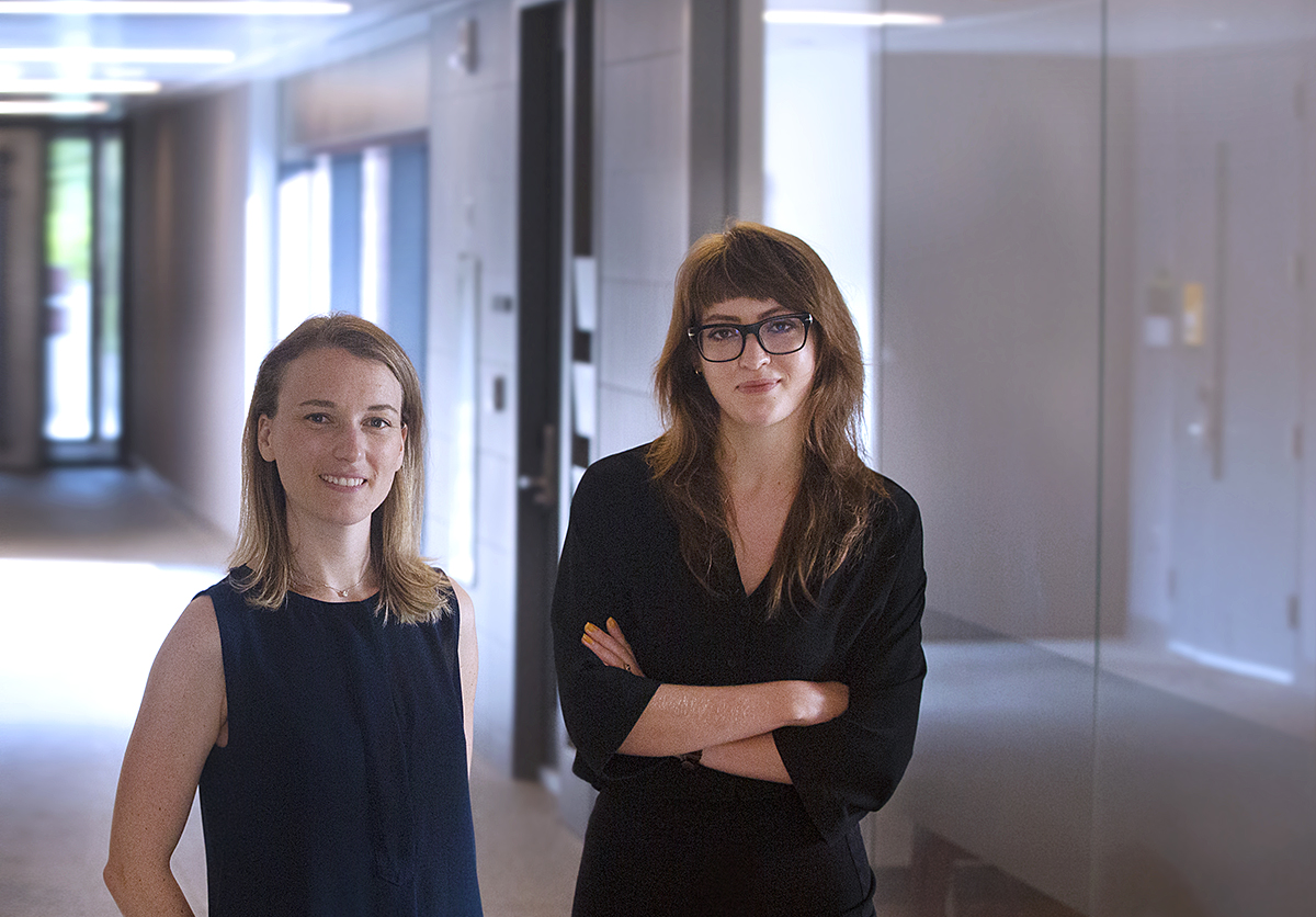 Julie Euvrard, left, and Allyson L. McGaughey, right.  Photo was taken in compliance with University COVID-19 policies. At the time of the shoot, there were no longer mask and indoor social distancing requirements in place. (Photo by Bumper DeJesus)