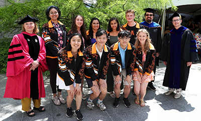 Princeton students pose in their class robes.