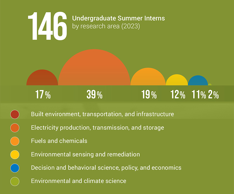 Graphic highlighting 146 undergraduate summer interns