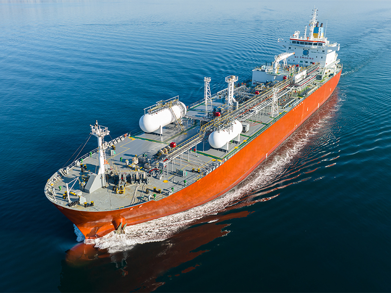 A large fuel boat in the ocean