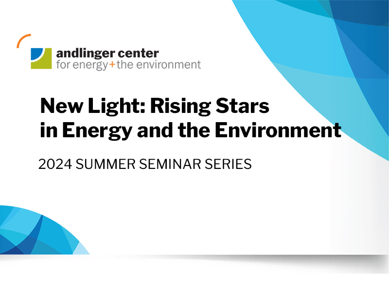 Animated gif of illustrated waves coming together and the words "New Light: Rising Stars in Energy and the Environment" forming