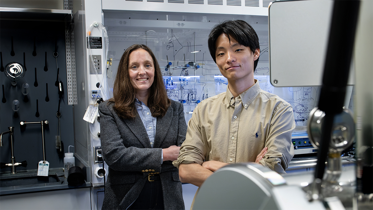 A woman and male researcher in a lab