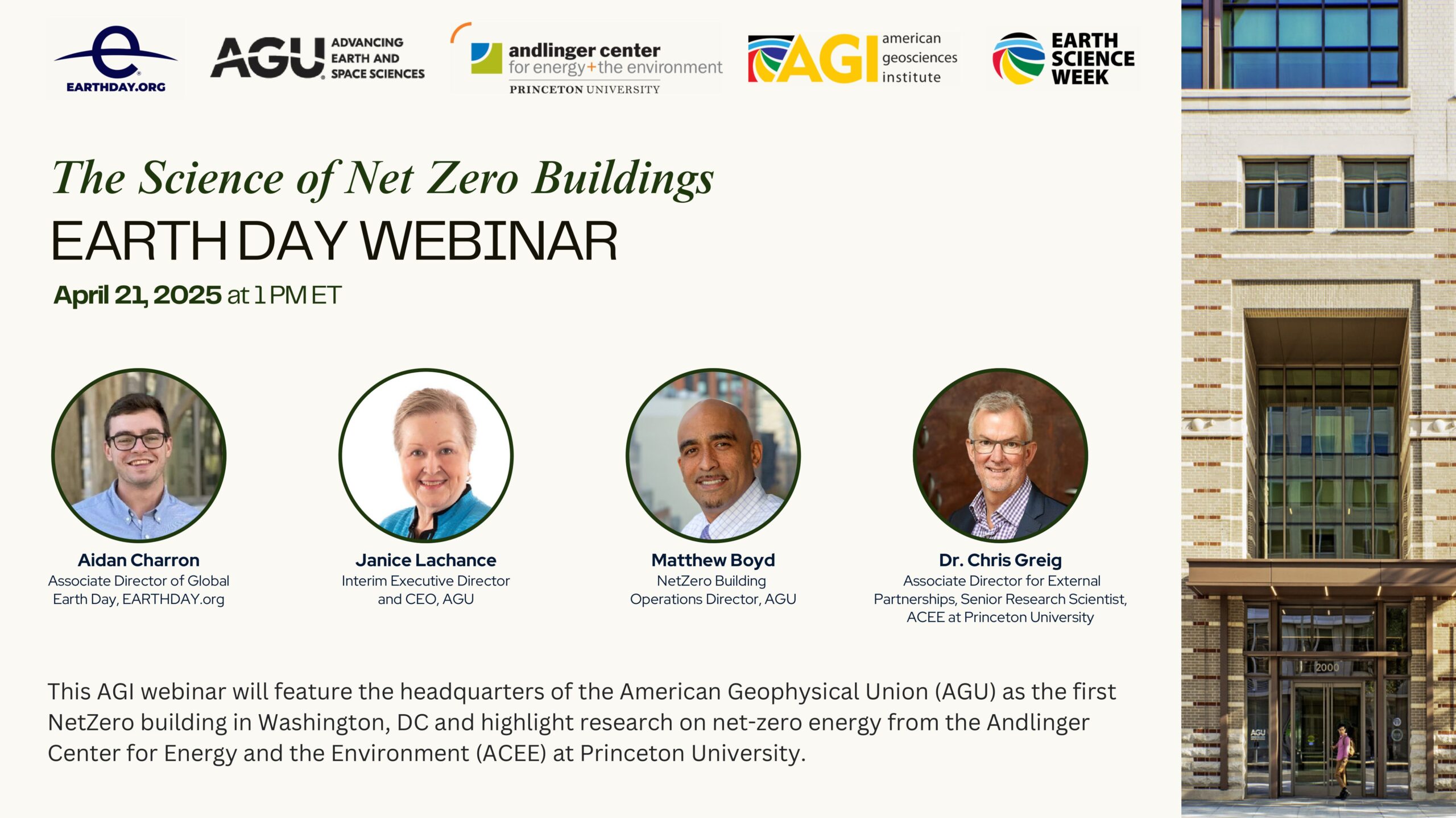 AGI Earth Day Webinar poster
