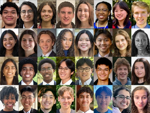 grid of 32 headshots of students