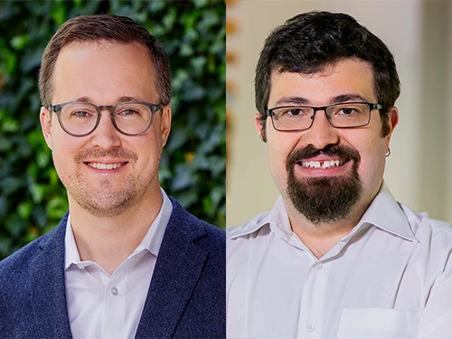 Side by side headshots of two men