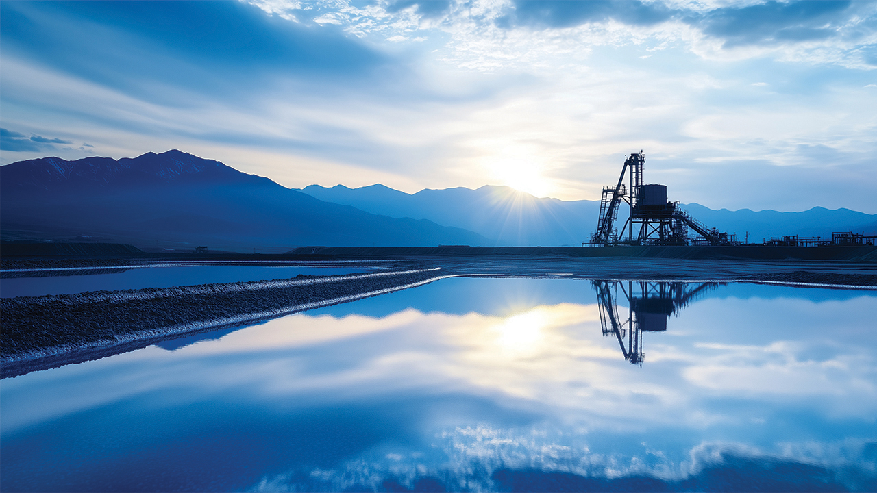A refinery is reflected in the water