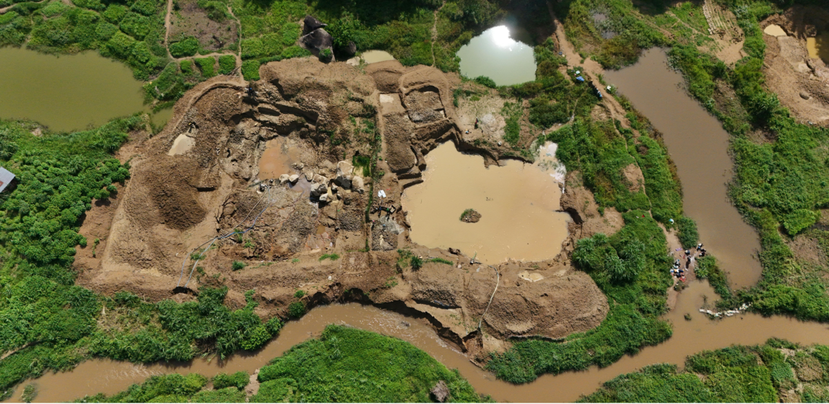 Aerial of a mining site.
