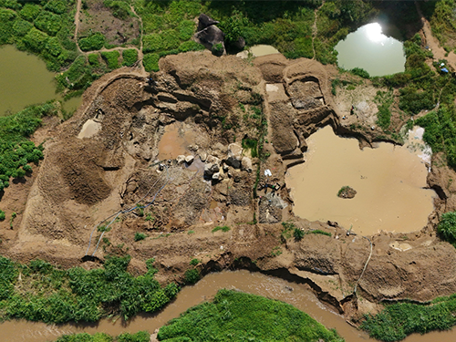 Aerial of a digging site
